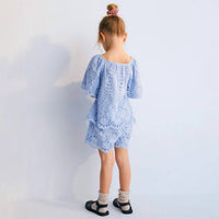 The New Society Girls Patmos Shorts in powder blue - kids' shorts - detail view