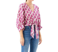Karen Kane - Blouson Sleeve Tie-Front Top