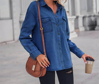 Sweetkama - Classic Denim Lapel Button-down Shirt