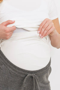 Two-Tone Brushed Terry Maternity Sweatpants