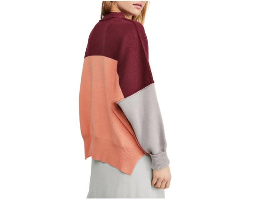 Free People - Easy Street Peach Combo Oversized Sweater Cotton