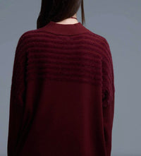 Q2 - Mock Neck Relaxed Sweater with Textured Stripes