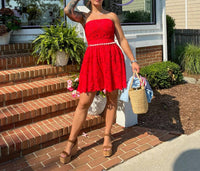 FLYING TOMATO Strapless Lace Mini Dress in red - women's dress - view 4