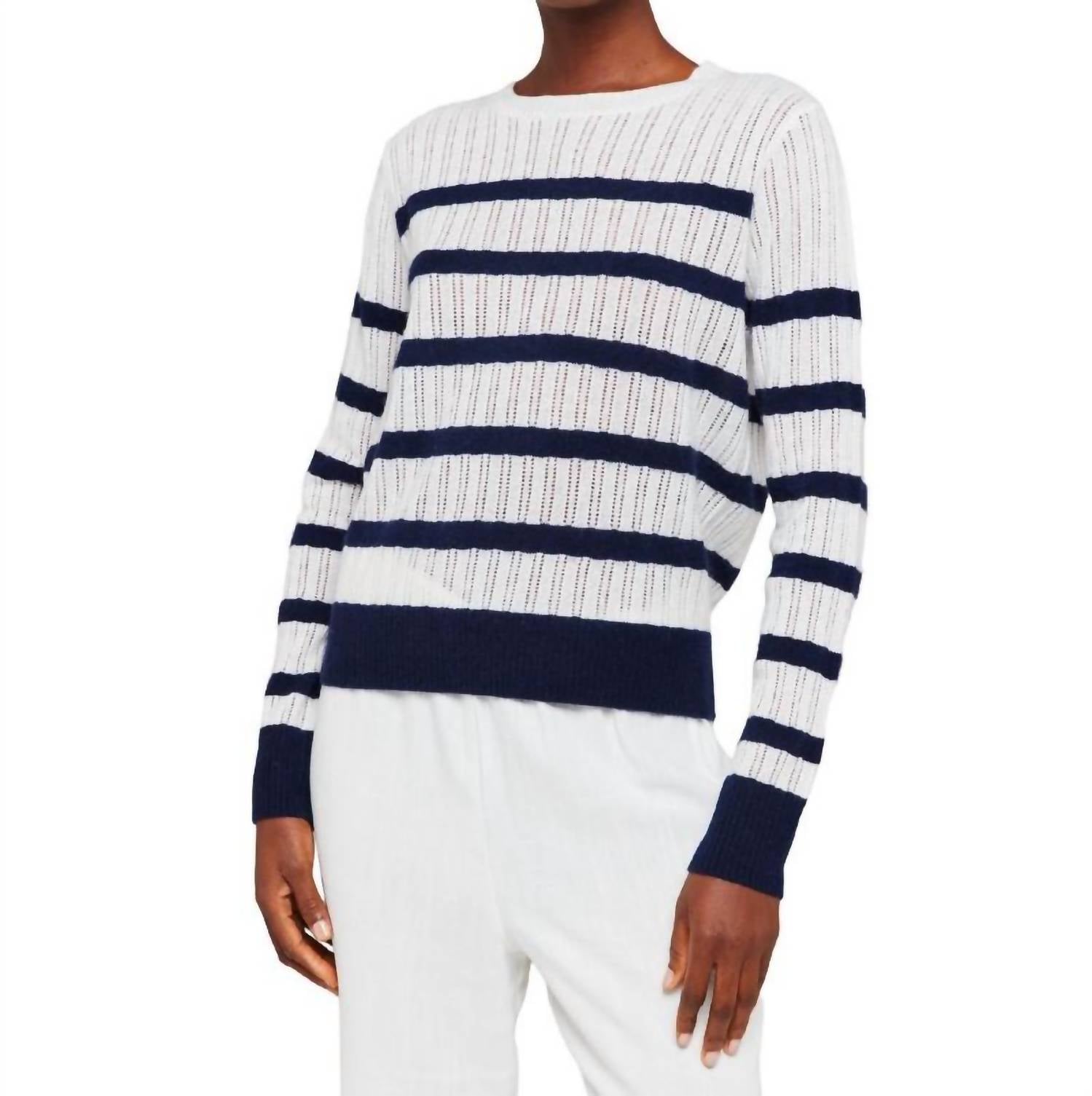 Brodie Cashmere - Breton Stitch Crew Organic Sweater