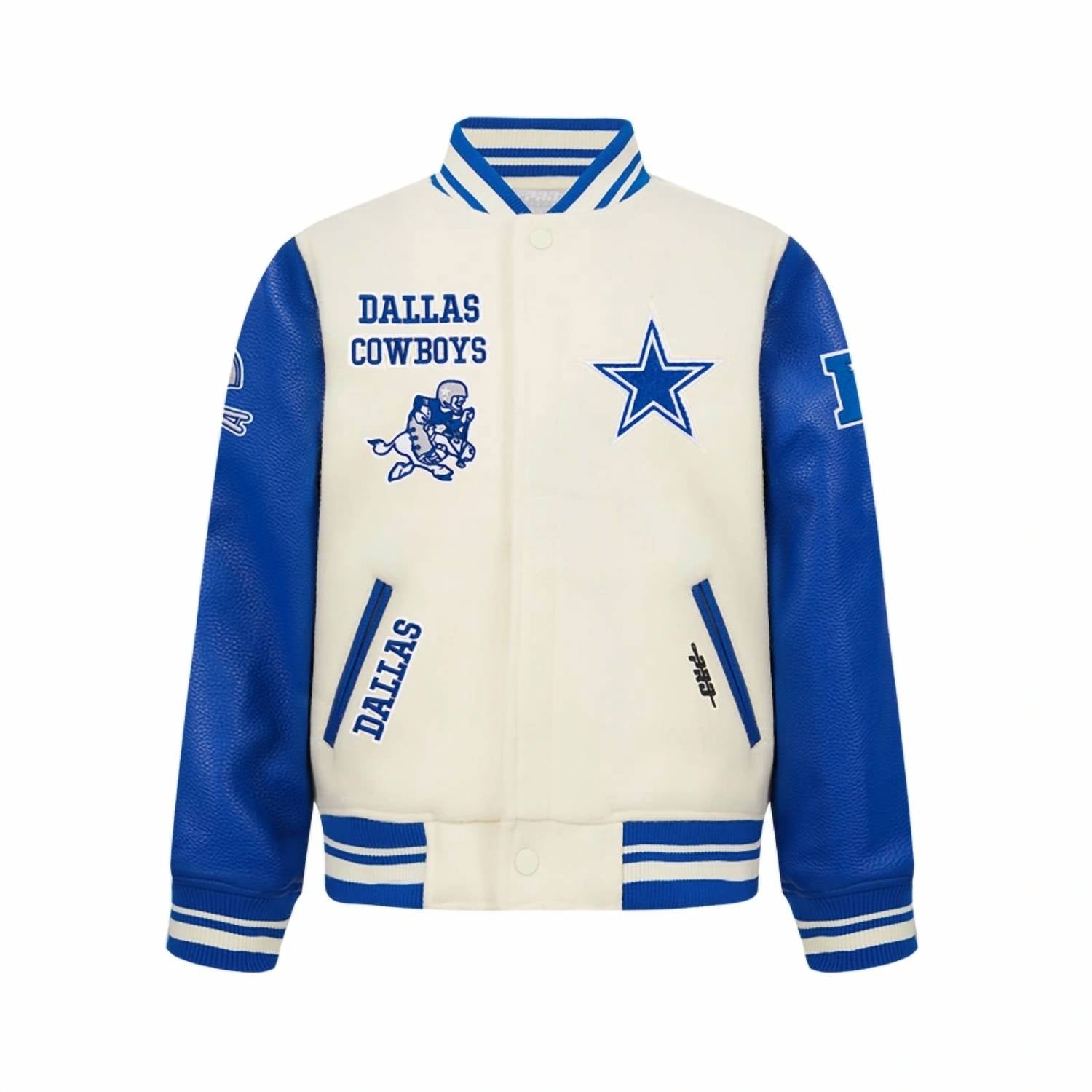 Pro Standard - BIG BOYS' NFL DALLAS COWBOYS RETRO CLASSIC RIB WOOL VARSITY JACKET