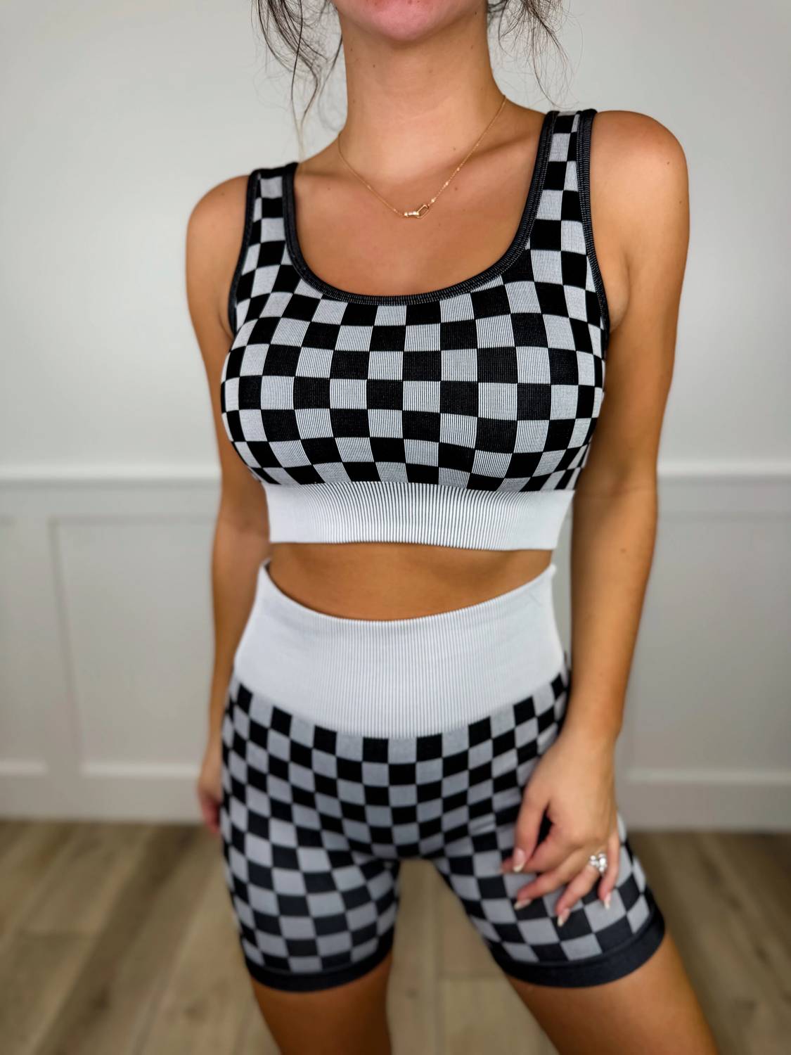Blakeley - Hey Girl High-rise Checkered Lounge Set