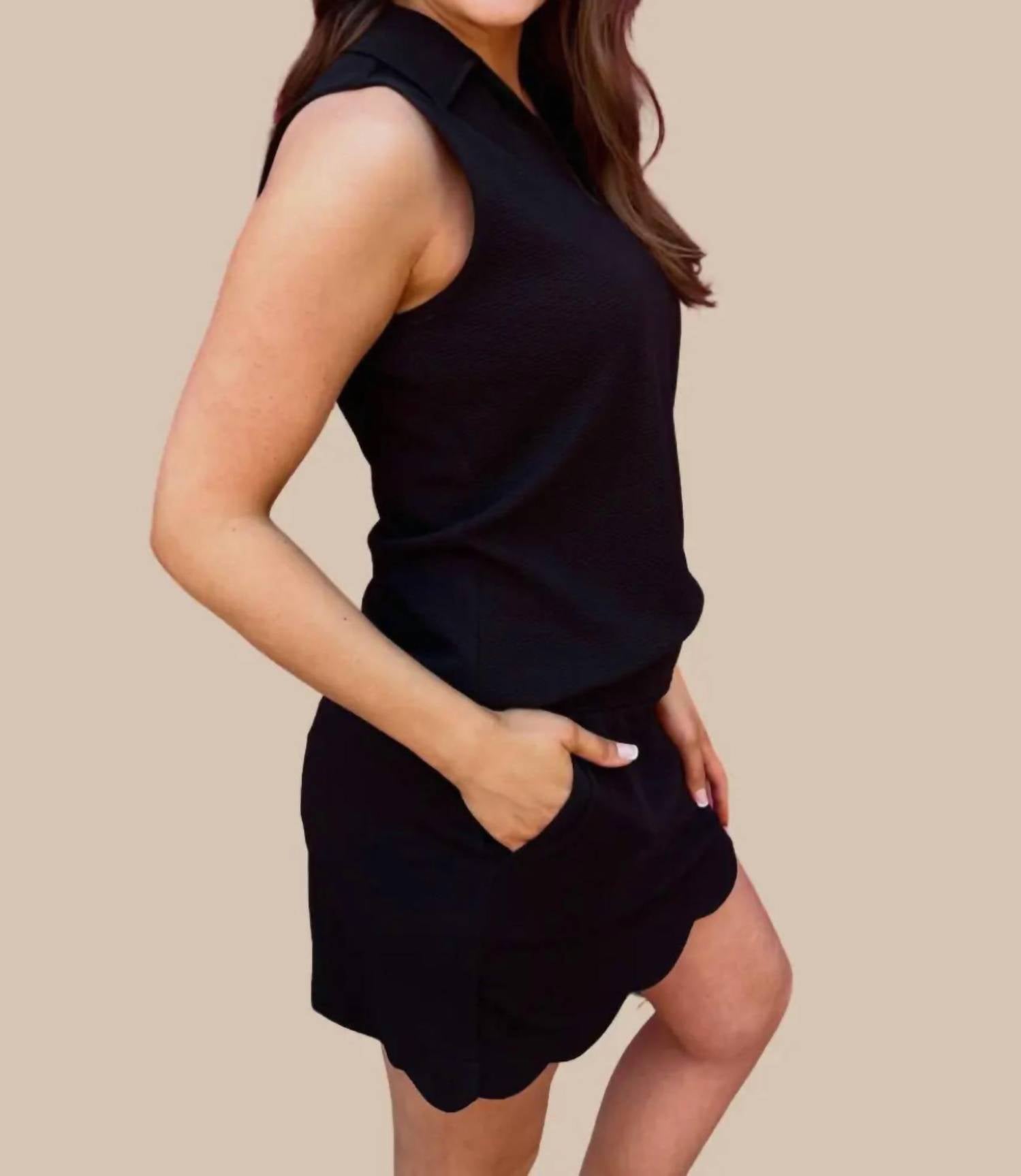 Amelia K. Luxe Match Point Scallop Set in black - women's sleepwear - detail view
