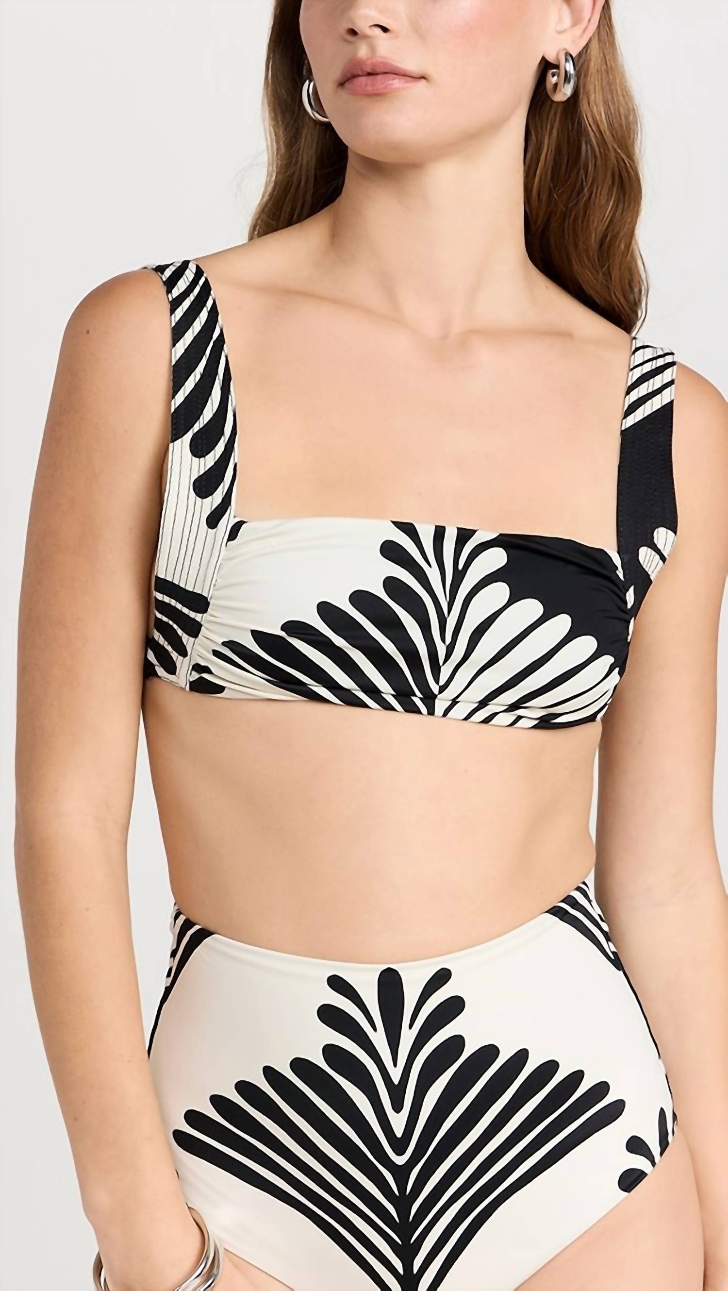 Johanna Ortiz Turkana Bikini Top in fans black ecru - women's swimwear