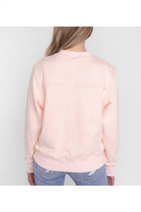 LeLaLo Women's Chenille Cotton Sweatshirt in pink - women's sweater - detail view