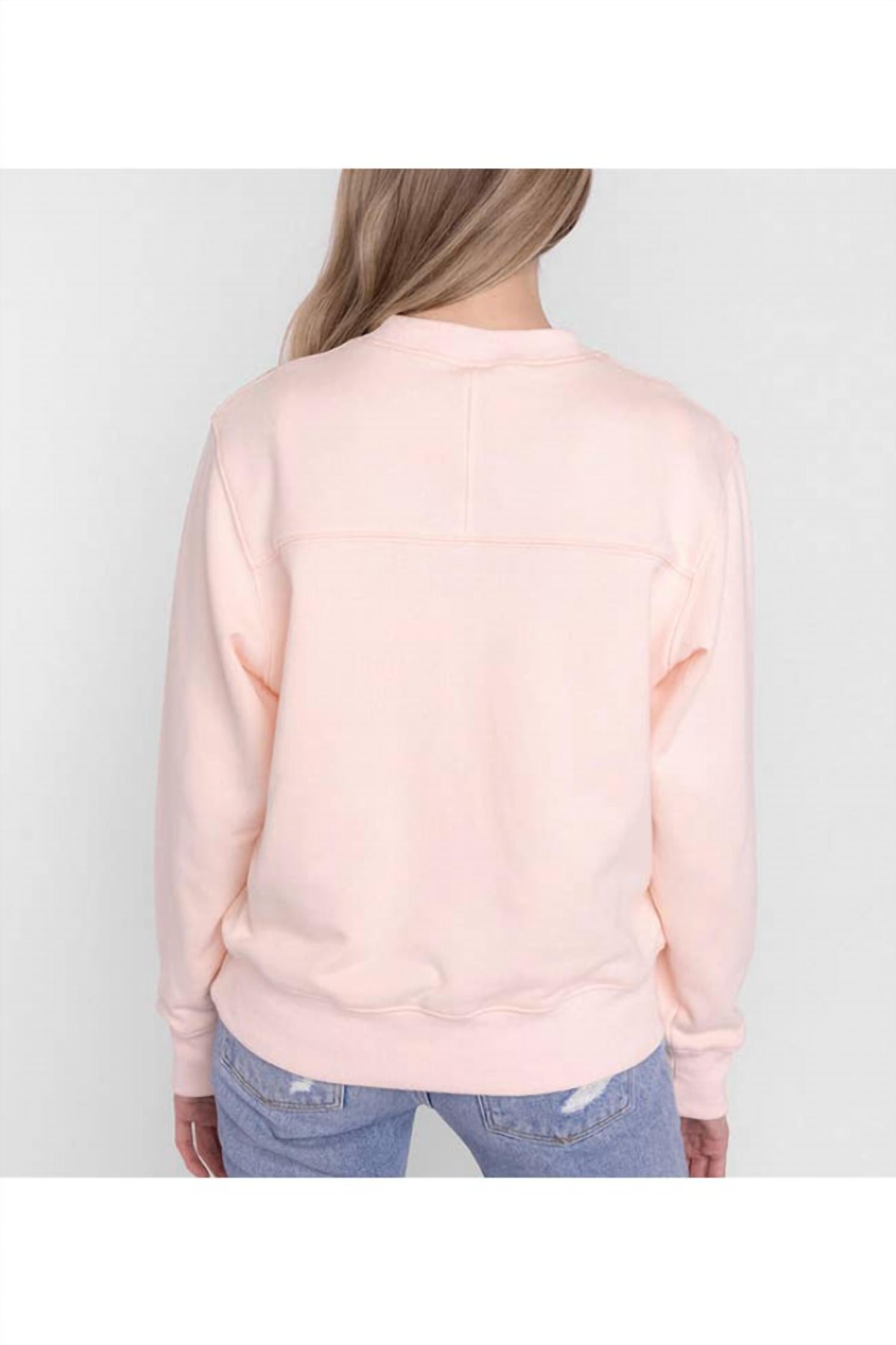 LeLaLo Women's Chenille Cotton Sweatshirt in pink - women's sweater - detail view
