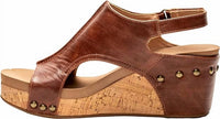 Corkys Footwear Women's Carley Wedge Sandal in bourbon brown - women's sandal - detail view