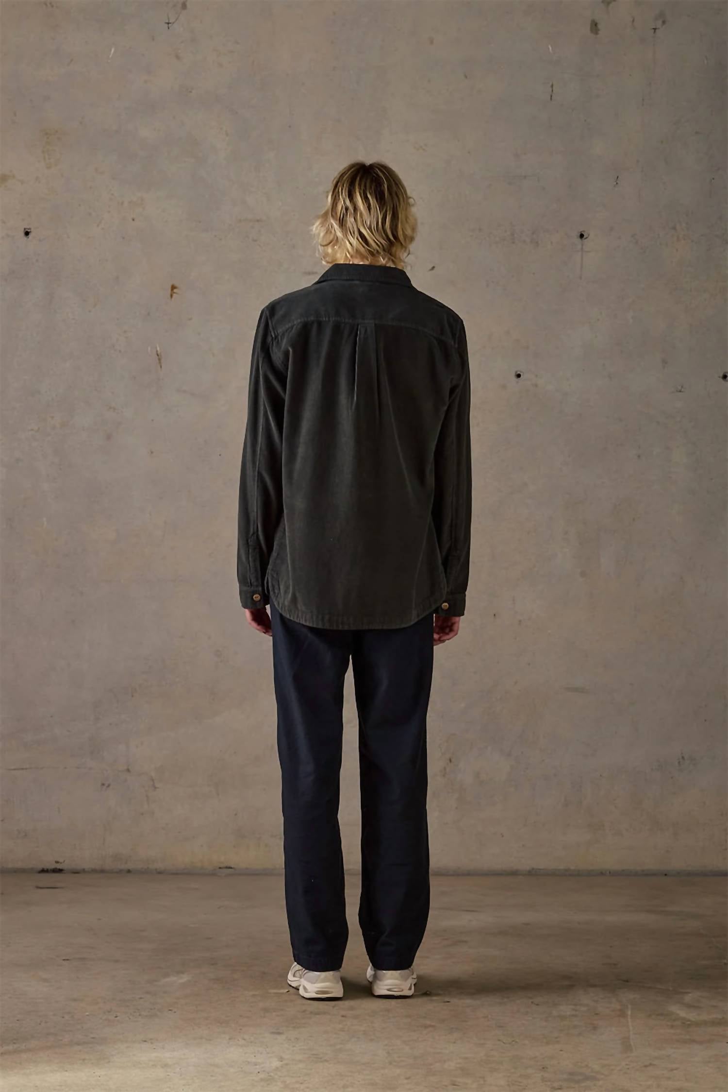 McTavish Cord Long Sleeve Shirt in slate - women's long sleeve top - detail view