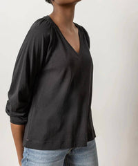 Lilla P - Full Sleeve Smocked V-neck Tee