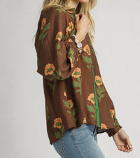 Umgee - Landry Floral Print Button Front Blouse
