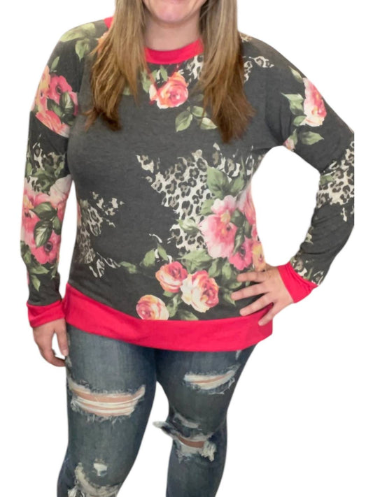 Honeyme - Floral Leopard Weekender Tee