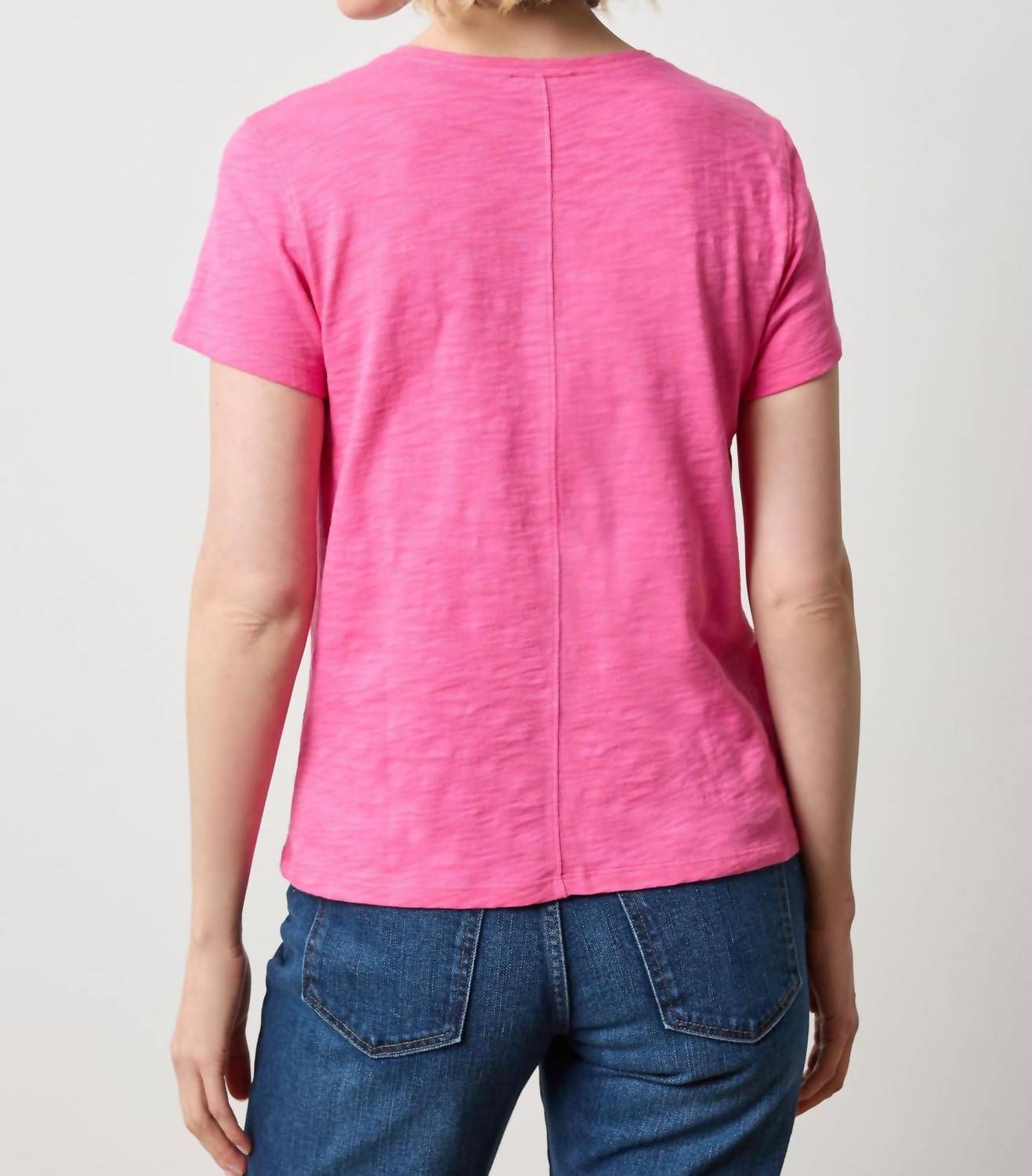 Lilla P - Short Sleeve Back Seam V-neck Tee