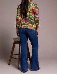 Tribal - Soft Yarn Three-quarter Sleeve Crewneck Sweater