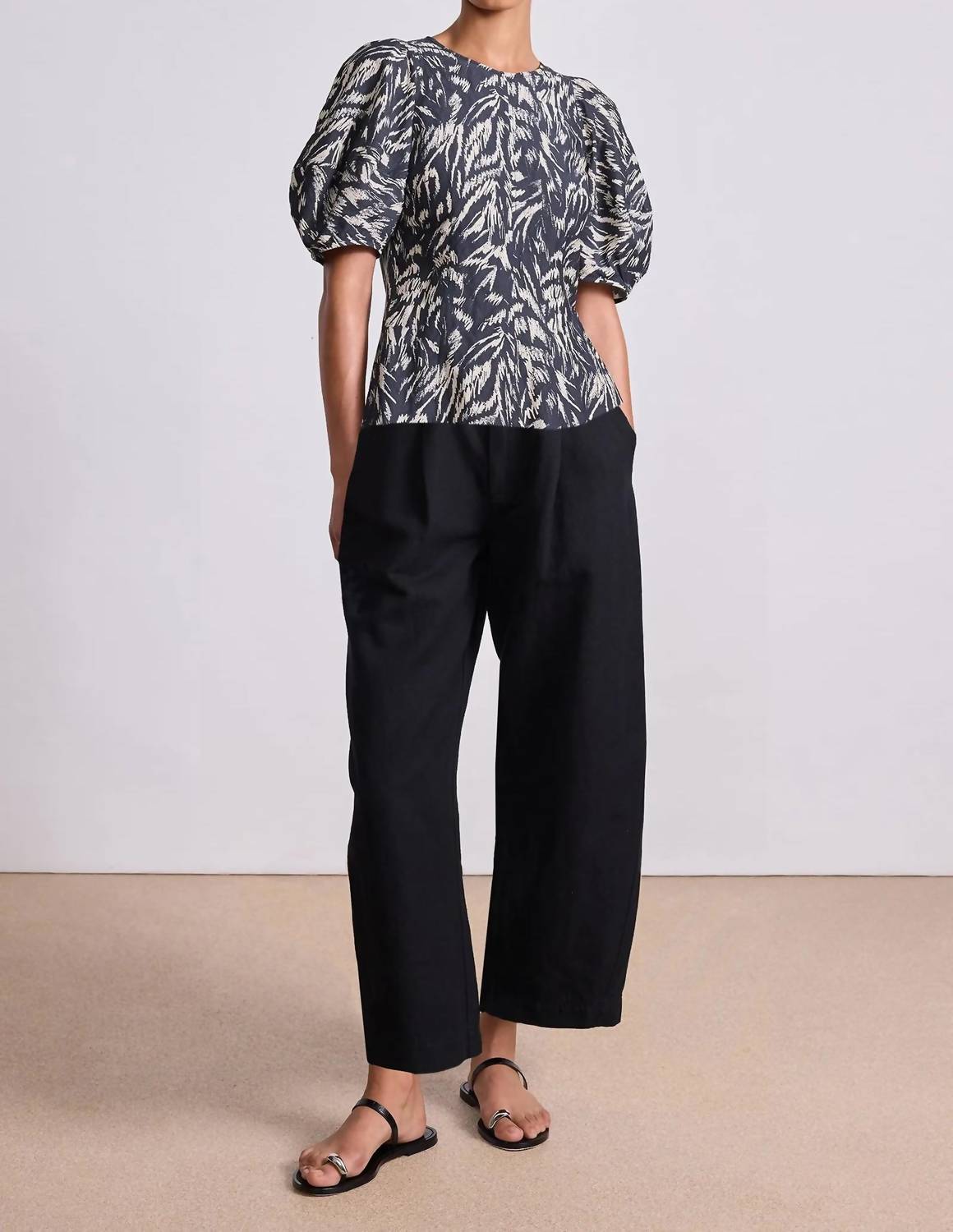 APIECE APART Lino Top in abstract animal midnight - women's blouse - view 4