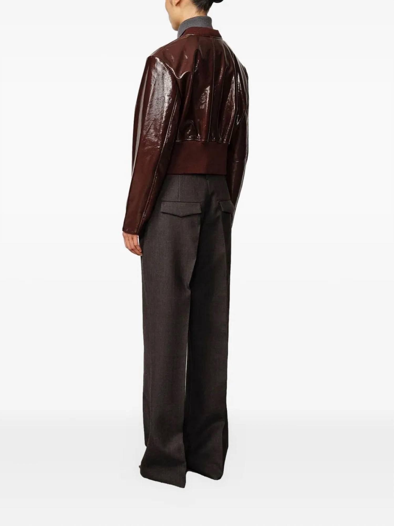 Birgitte Herskind Herry Leather Bomber Jacket in mahgonay - women's jacket - view 7