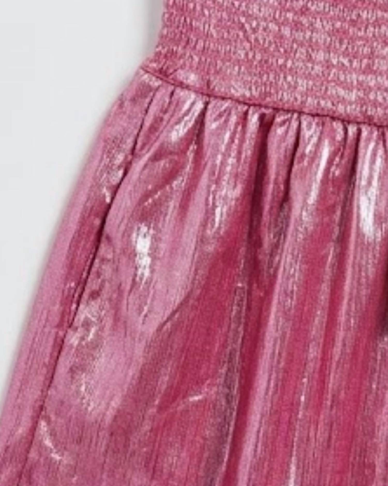 Southern Grace Kid's High Waisted Shimmer Shorts in pink - kids' shorts - detail view