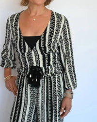 Vintage Havana - Geo Stripe Printed Long Sleeve Top