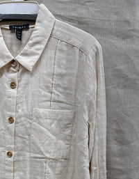 TRIBAL Women's Rolled Long Sleeve Tunic With High Slits in flax - women's shirt - detail view