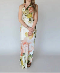 Kld. Signature - Floral Print Halter Maxi Dress