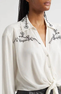 Cinq A Sept - Bead-embellished Button-up Shirt