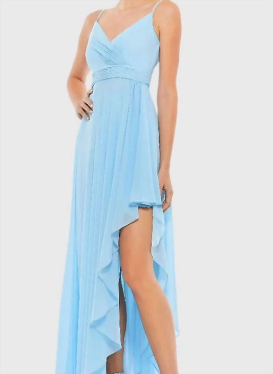 Mac Duggal - Asymmetrical Hem Chiffon Maxi Dress