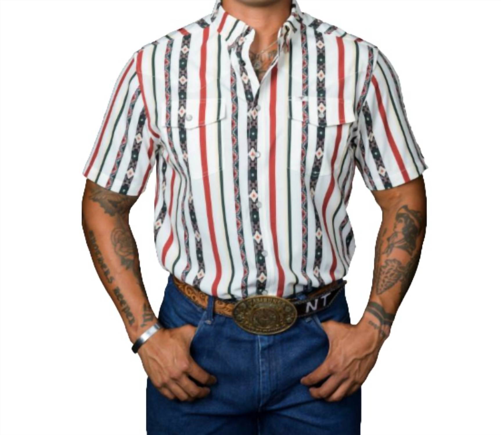 Ferrell Post Short Sleeve Snap Shirt in green - men's shirt
