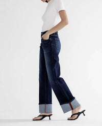 Mica Denim - High Rise Wide Leg With Cuffed Hem Jeans