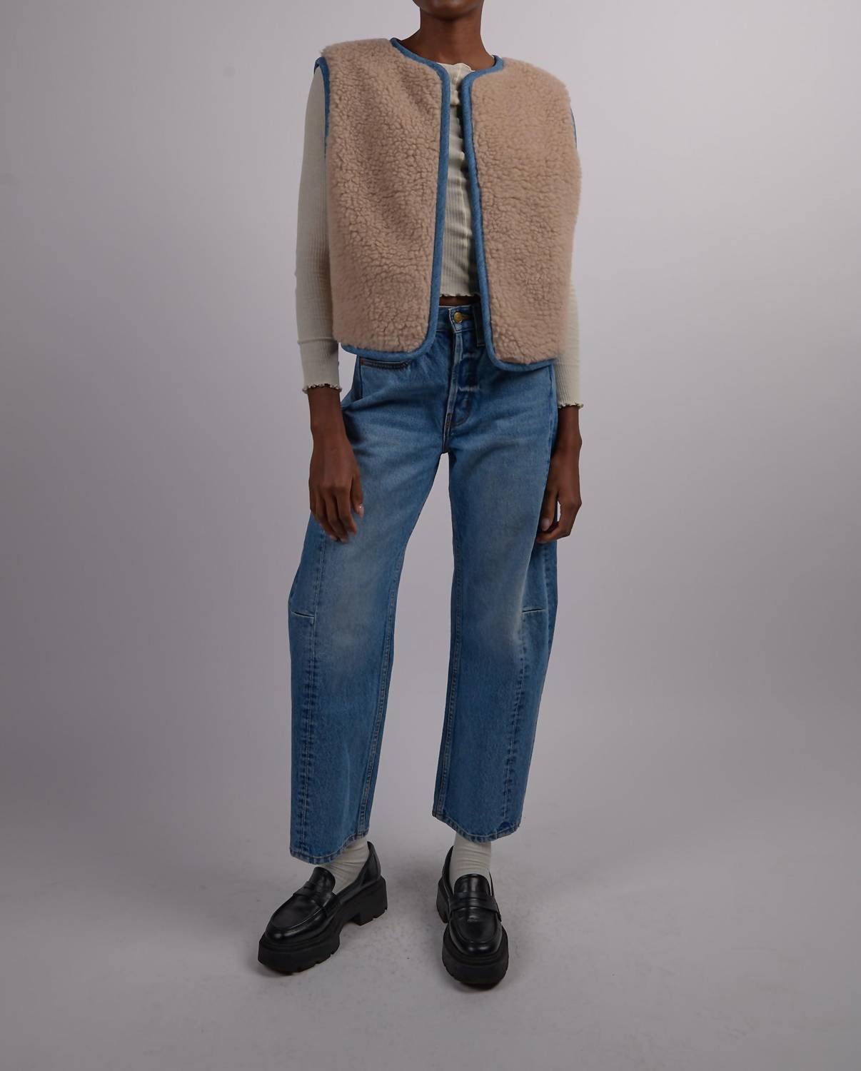 B Sides - Reversible Reworked Vintage Denim And Sherpa Vest