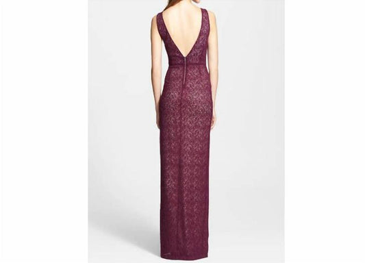 Alice + Olivia - Gemma Plum Lace Long Mermaid Dress