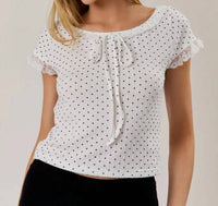 Sunday Edition - Boat Neck Polka Dot Top