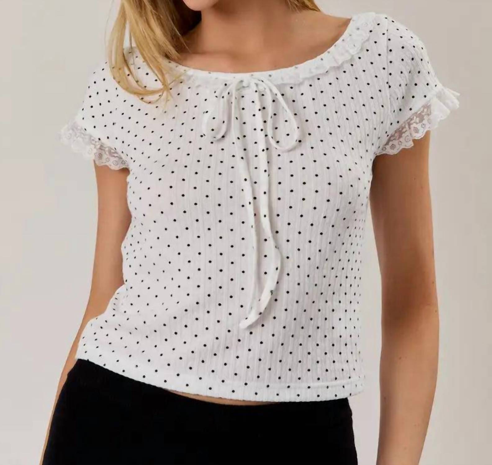 Sunday Edition - Boat Neck Polka Dot Top
