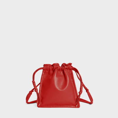 Lemiz - Women's Mini Bowie Drawstring Crossbody Leather Bag