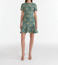 SALONI Callaina Rose Brocade Min Dress in green - women's dress