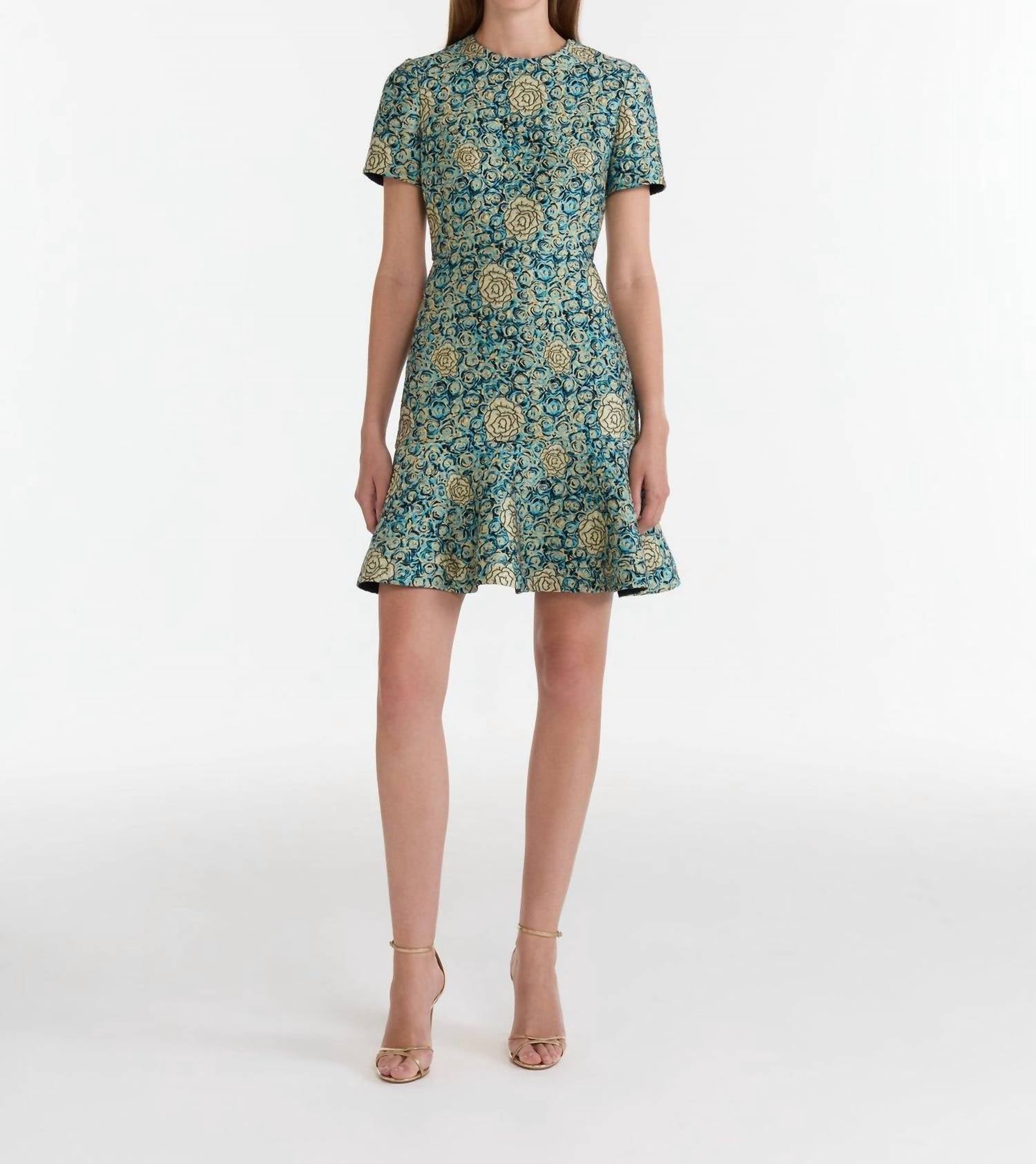 SALONI Callaina Rose Brocade Min Dress in green - women's dress