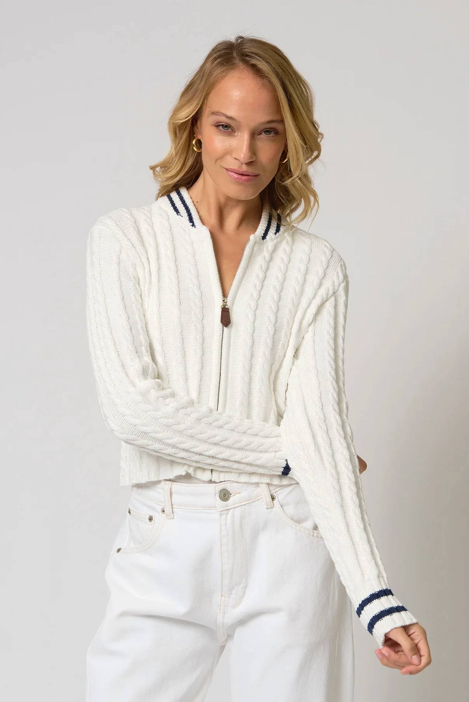 Central Park West - Coen Cable Zip Up Bomber Jacket
