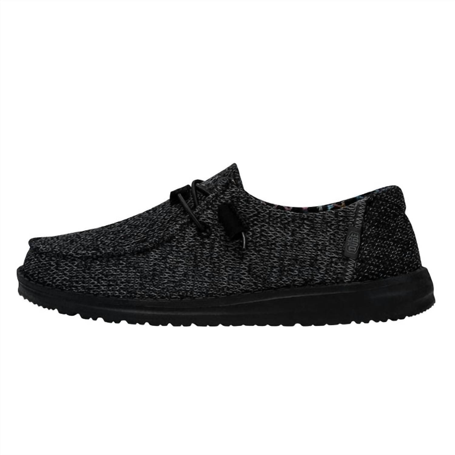 HEY DUDE Women's Wendy Sox Shoe in micro total black - women's sneaker