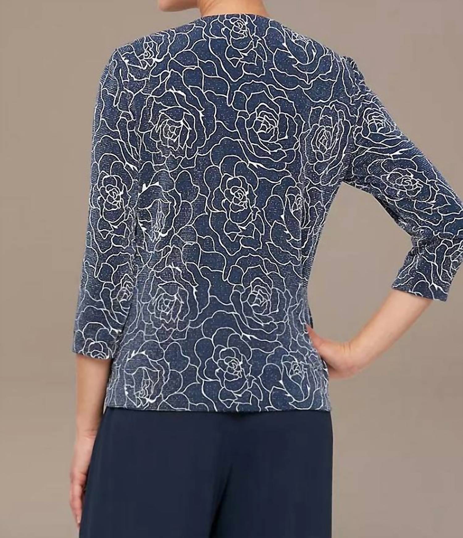 Alex Evenings - Stretch Knit Metallic Two-piece Set