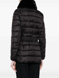 Faux Fur Collar Belted Lightweight Down Puffer Coat
