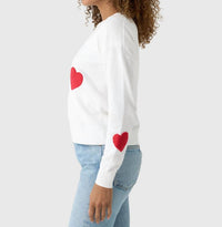 J. Society All Over Hearts Sweatshirt in white - women's top - detail view