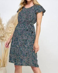 CHRIS & CAROL Ditsy Dot Print Mini Dress in blue - women's dress