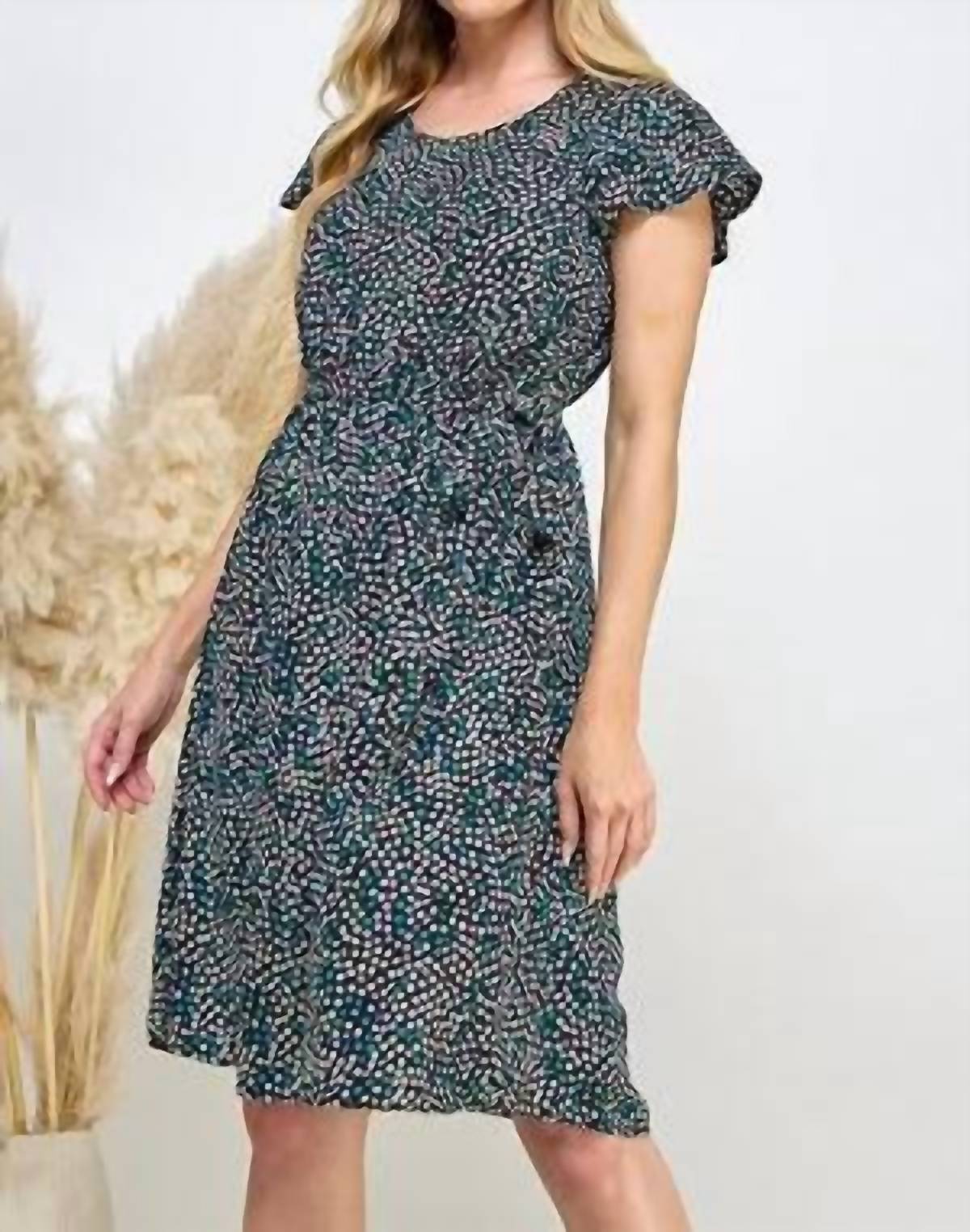 CHRIS & CAROL Ditsy Dot Print Mini Dress in blue - women's dress