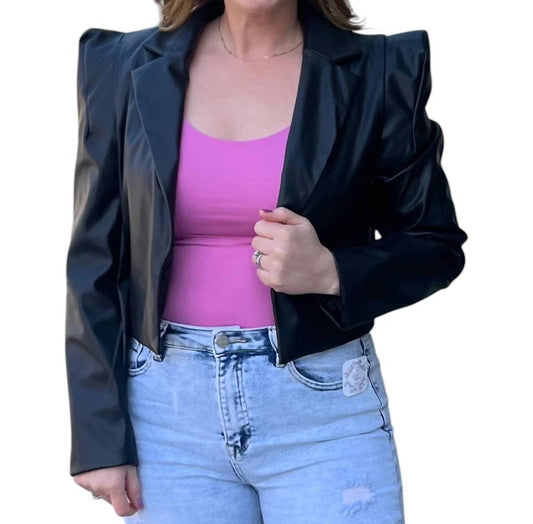 Entro - Faux Leather Bold Blazer