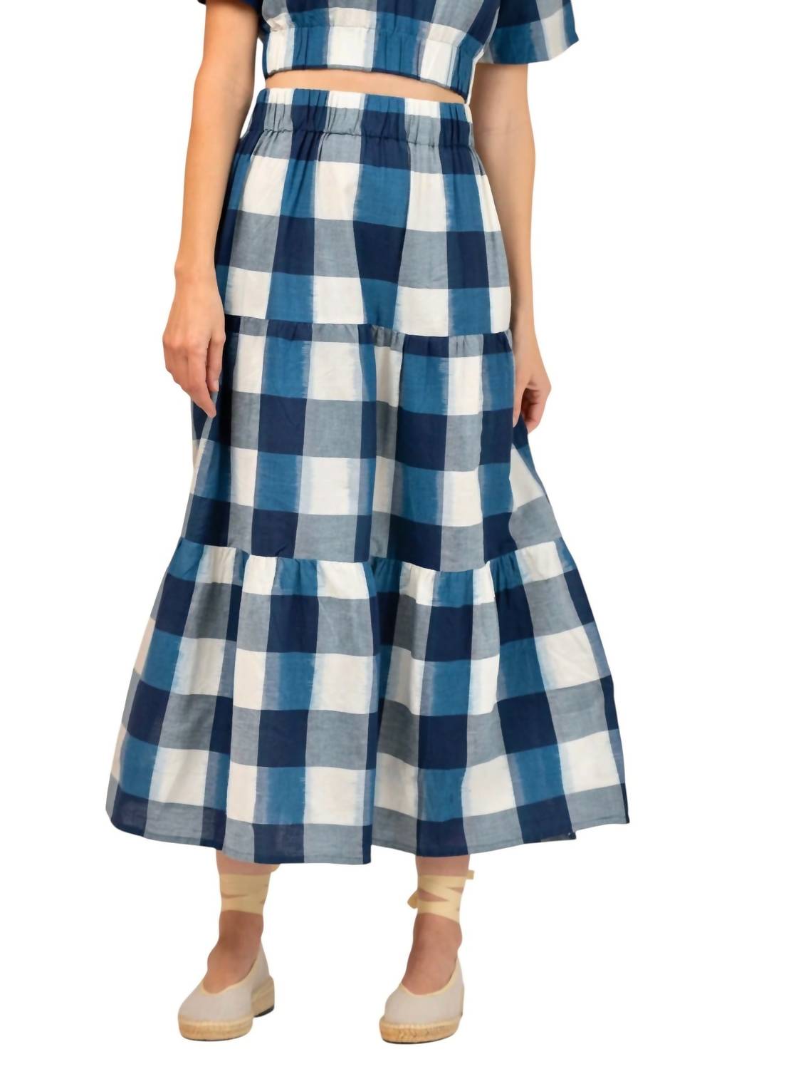 Beau & Ro - Abby Check Ikat Maxi Skirt