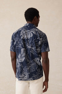 Faherty Short-sleeve Breeze Shirt in navy perro tropical - men's shirt - alternate view