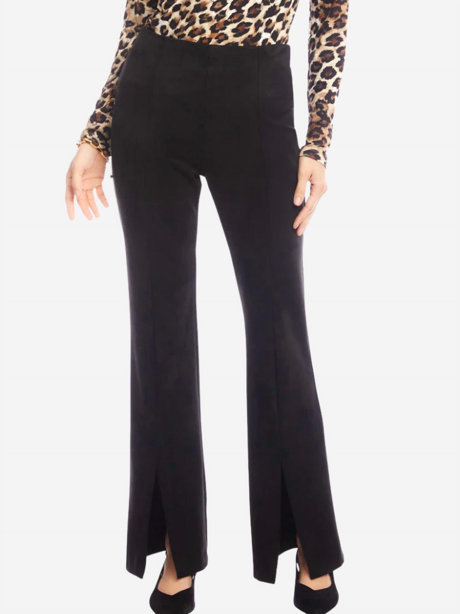 Karen Kane Faux Suede Front Slit Pant in black - women's pants