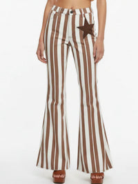 Saints & Hearts - Back Suede Star Striped Flare Denim Pants
